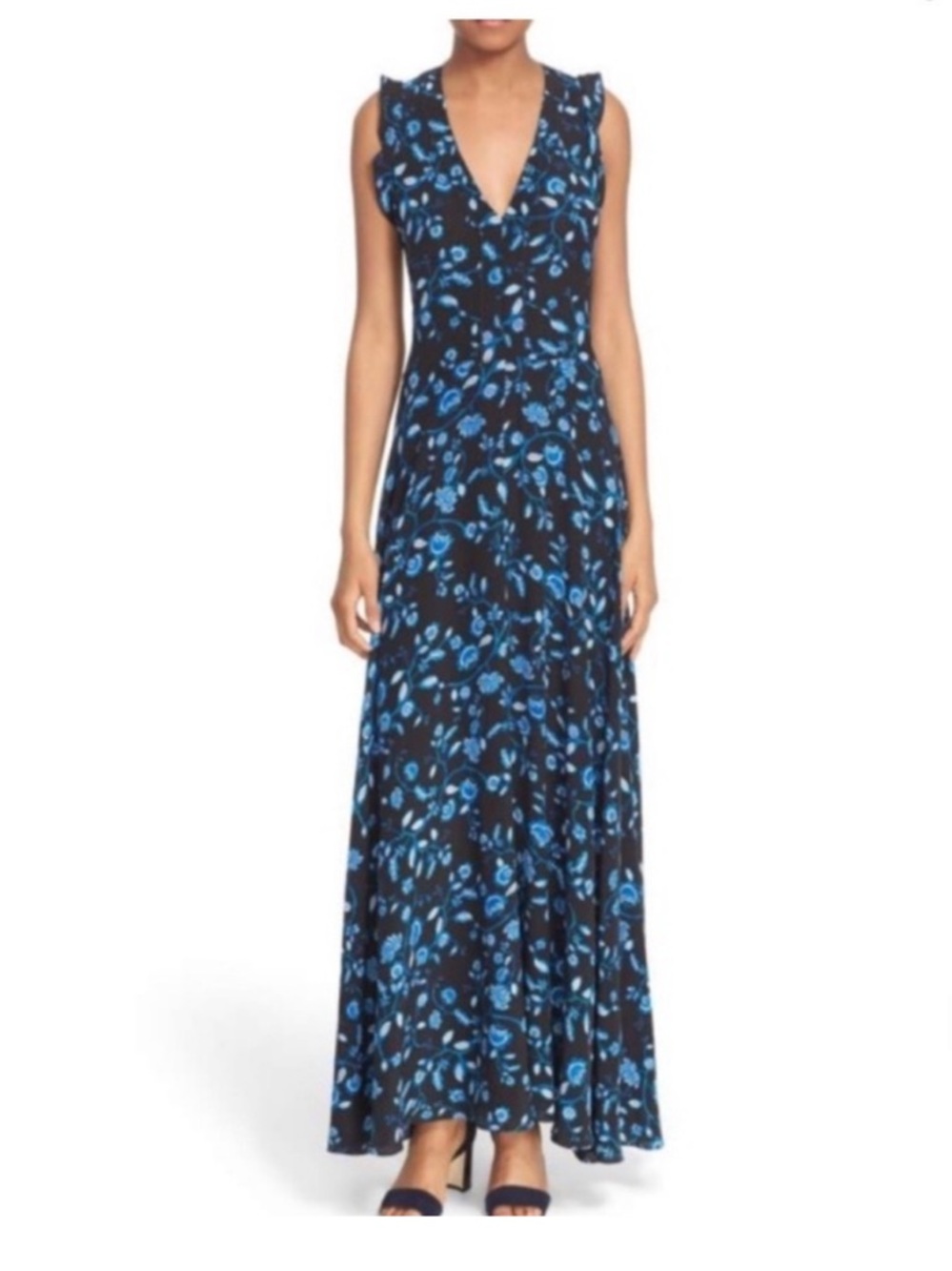 Rebecca Taylor size 8 100% Silk Kyoto Floral Maxi Dress Sleeveless EUC